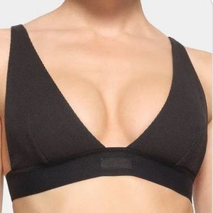 Skims XL Black Cotton Rib Plunge Bralette